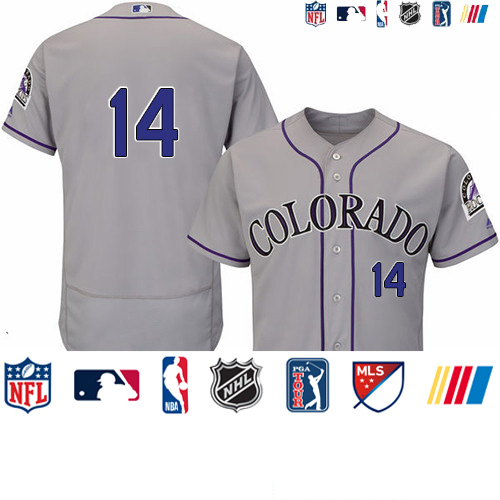 Personalized Rockies #14 Tony Wolters Grey Flexbase Authentic Collection Stitched Baseball Jersey