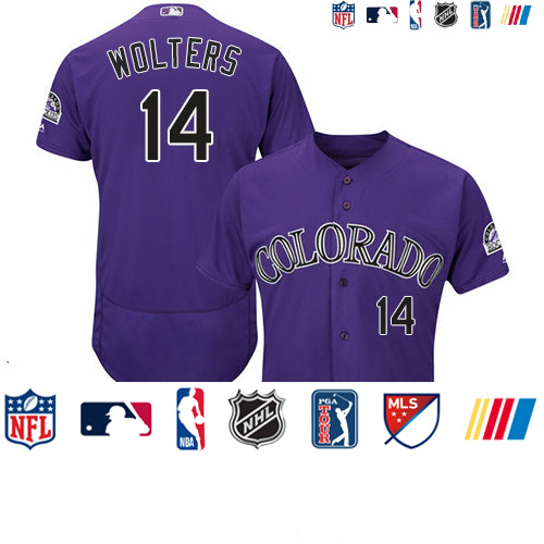 Personalized Rockies #14 Tony Wolters Purple Flexbase Authentic Collection Stitched Baseball Jersey