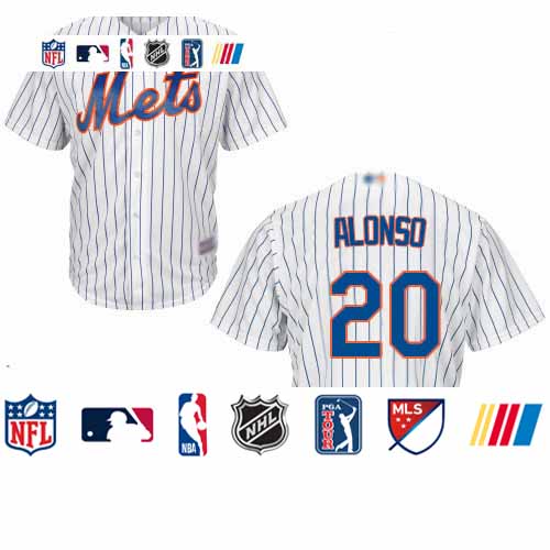 Personalized Mets #20 Pete Alonso White(Blue Strip) New Cool Base Stitched Baseball Jersey