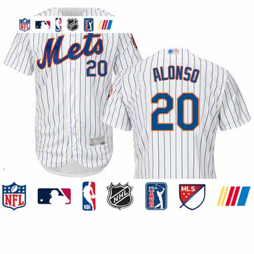 Personalized Mets #20 Pete Alonso White(Blue Strip) Flexbase Authentic Collection Stitched Baseball Jersey