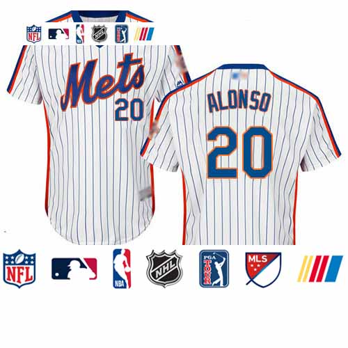 Personalized Mets #20 Pete Alonso White(Blue Strip) Flexbase Authentic Collection Alternate Stitched Baseball Jersey