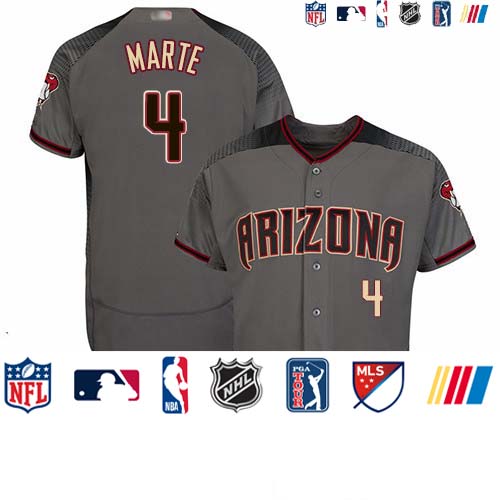 Personalized Diamondbacks #4 Ketel Marte Gray Flexbase Authentic Collection Stitched Baseball Jersey