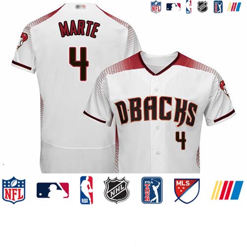 Personalized Diamondbacks #4 Ketel Marte White Crimson Flexbase Authentic Collection Stitched Baseball Jersey