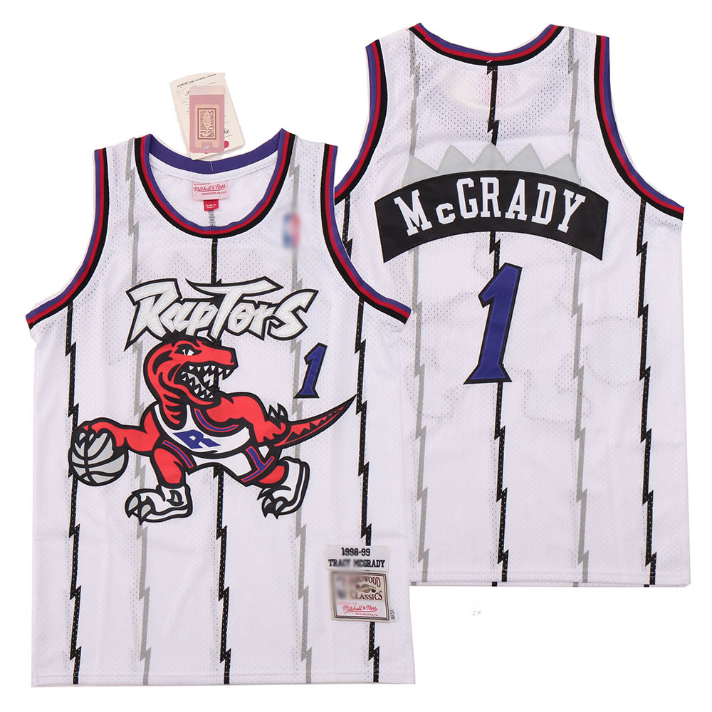 Personalized Raptors 1 Tracy McGrady White 1998-99 Hardwood Classics Jersey