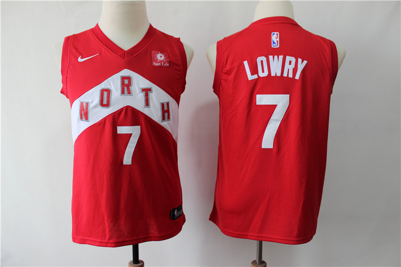 Personalized Raptors 7 Kyle Lowry Red Youth Earned Edition Swingman Jersey