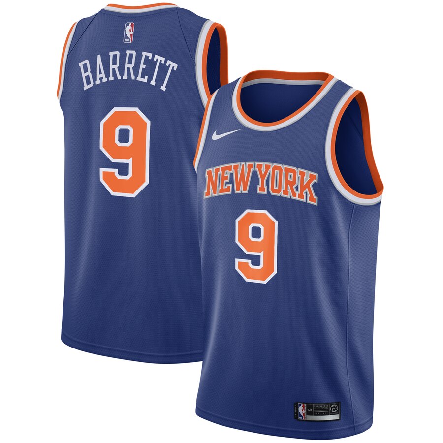 Personalized Knicks 9 R.J. Barrett Royal 2019 NBA Draft First Round Pick Swingman Jersey