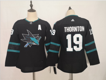 Personalized Youth Sharks 19 Joe Thornton Black Youth Jersey