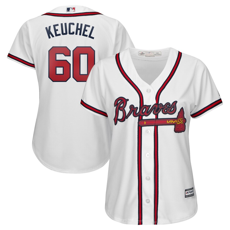 Personalized Women Braves 60 Dallas Keuchel White Women Cool Base Jersey