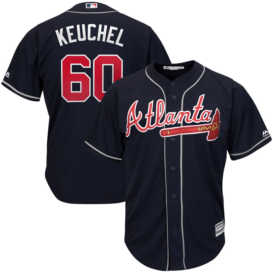 Personalized Braves 60 Dallas Keuchel Navy Cool Base Jersey