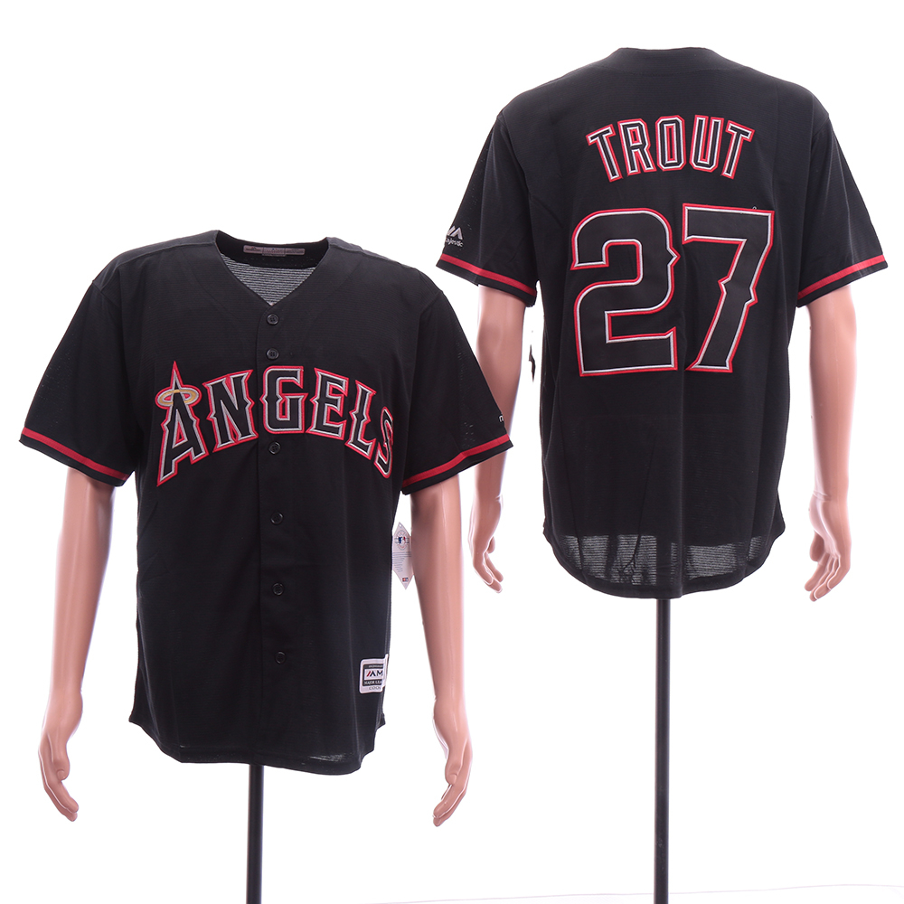 Personalized Angels 27 Mike Trout Black Cool Base Jersey