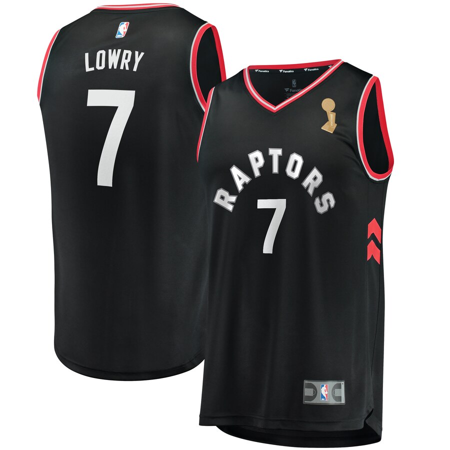 Personalized Raptors 7 Kyle Lowry Black 2019 NBA Finals Champions Swingman Jersey