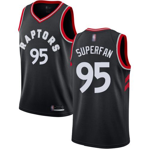 Personalized Raptors #95 Superfan Black Basketball Swingman Statement Edition Jersey