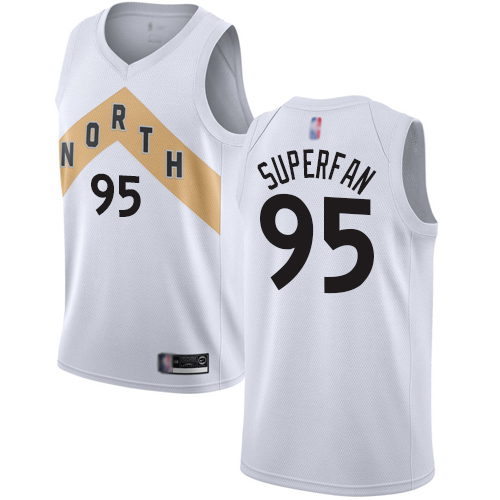 Personalized Raptors #95 Superfan White Basketball Swingman City Edition 2018 19 Jersey