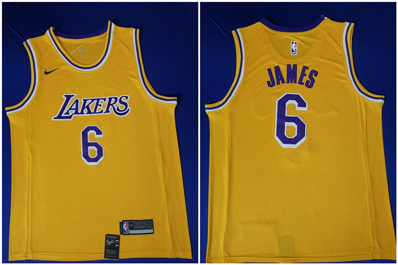 Personalized Lakers 6 Lebron James Yellow Swingman Jersey