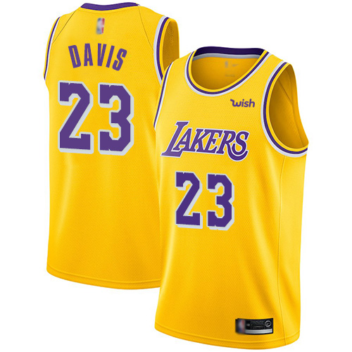 Personalized Lakers #23 Anthony Davis Gold Basketball Swingman Icon Edition Jersey
