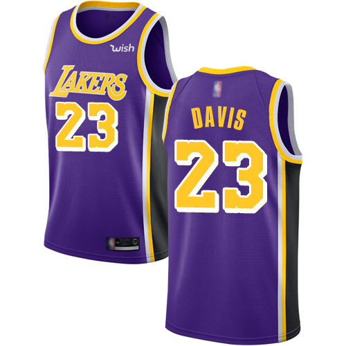 Personalized Lakers #23 Anthony Davis Purple Basketball Swingman Statement Edition Jersey