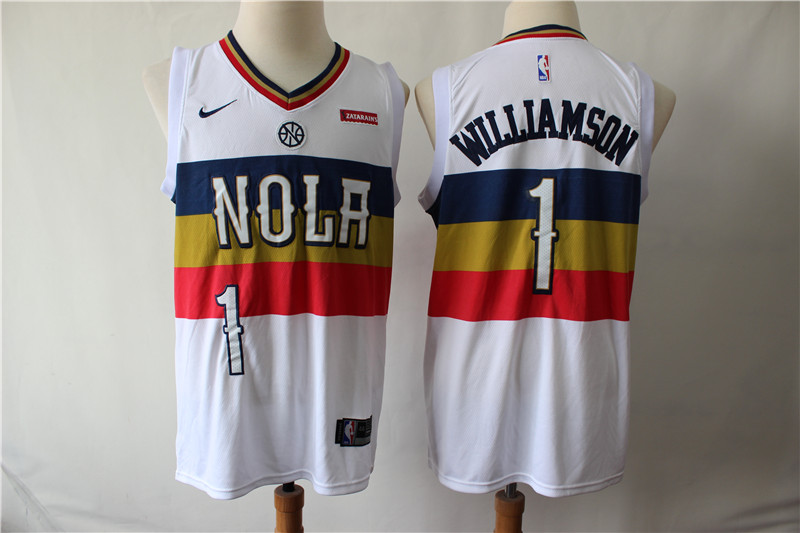 Personalized Pelicans 1 Zion Williamson White Earned Edition Swingman Jersey