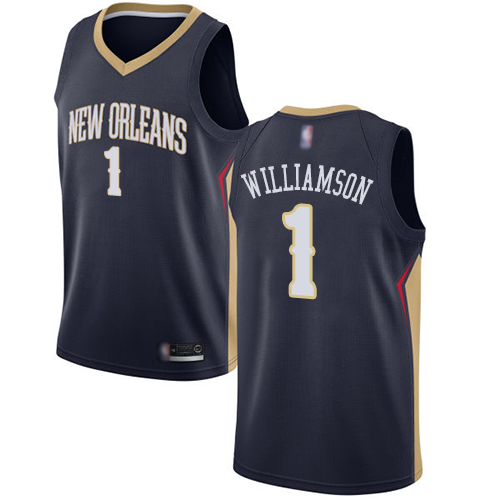 Personalized Pelicans #1 Zion Williamson Navy Basketball Swingman Icon Edition Jersey
