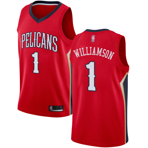 Personalized Pelicans #1 Zion Williamson Red Basketball Swingman Statement Edition Jersey