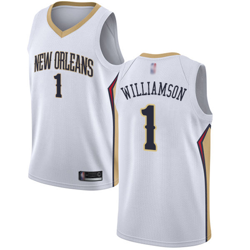 Personalized Pelicans #1 Zion Williamson White Basketball Swingman Association Edition Jersey