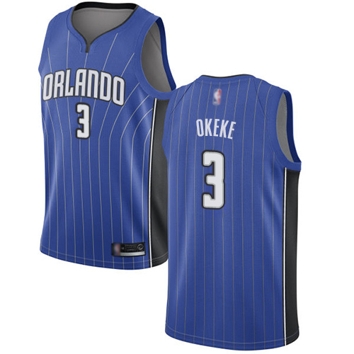 Personalized Magic #3 Chuma Okeke Royal Basketball Swingman Icon Edition Jersey