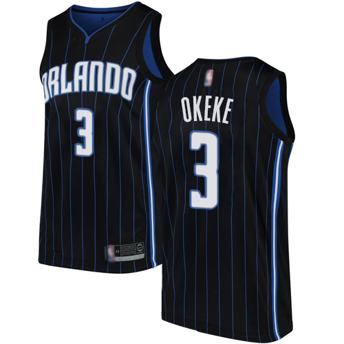 Personalized Magic #3 Chuma Okeke Black Basketball Swingman Statement Edition Jersey