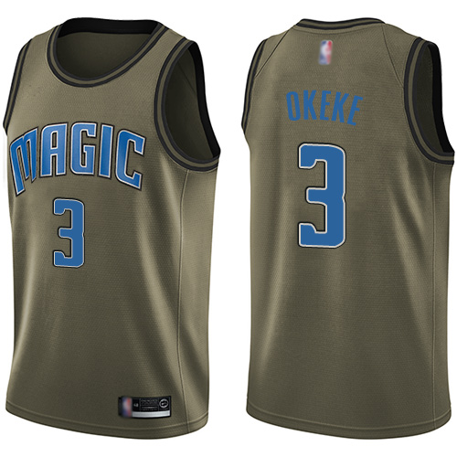 Personalized Magic #3 Chuma Okeke Green Basketball Swingman Salute to Service Jersey