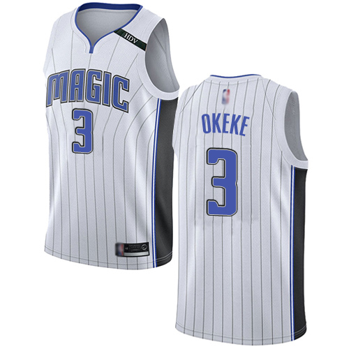 Personalized Magic #3 Chuma Okeke White Basketball Swingman Association Edition Jersey