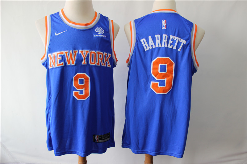 Personalized Knicks 9 R.J. Barrett Royal Swingman Jersey