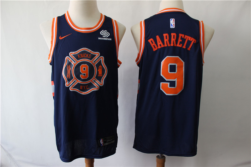 Personalized Knicks 9 R.J. Barrett Navy City Edition Swingman Jersey