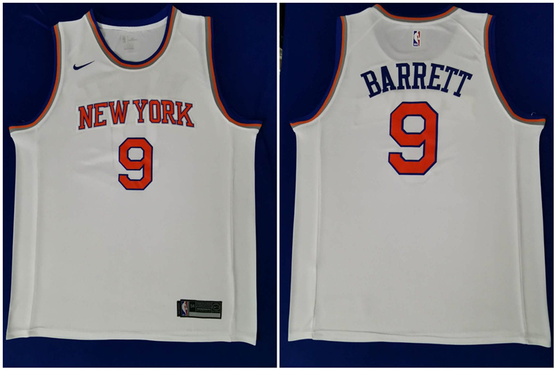 Personalized Knicks 9 R.J. Barrett White 2019 NBA Draft First Round Pick Swingman Jersey
