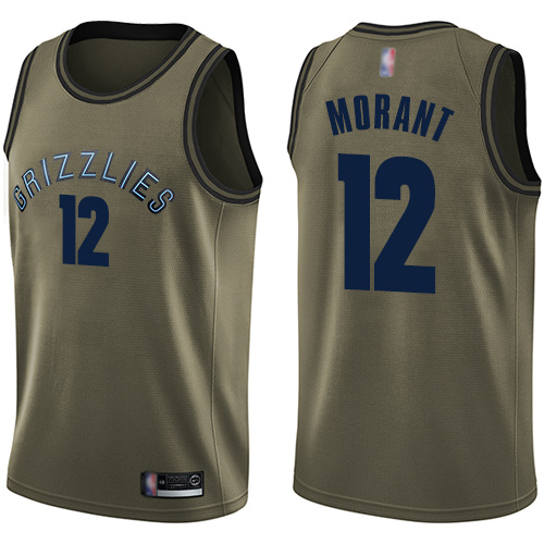 Personalized Grizzlies #12 Ja Morant Green Basketball Swingman Salute to Service Jersey