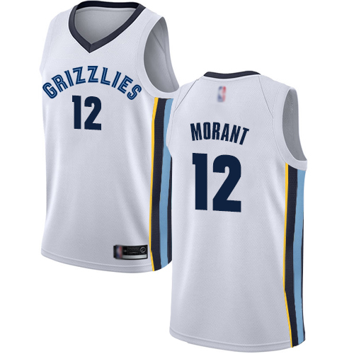 Personalized Grizzlies #12 Ja Morant White Basketball Swingman Association Edition Jersey