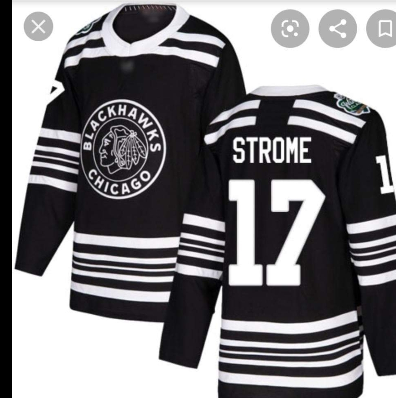 Personalized Blackhawks 17 Strome Black 2019 Winter Classic Jersey