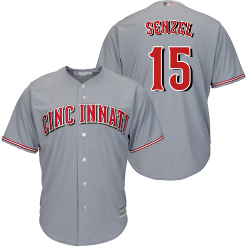 Personalized Reds #15 Nick Senzel Grey New Cool Base Stitched Baseball Jersey