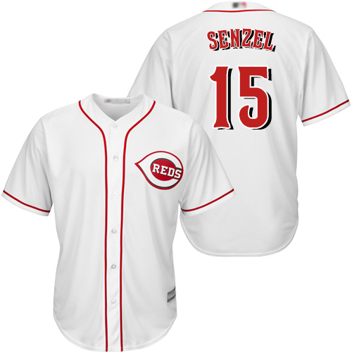 Personalized Reds #15 Nick Senzel White New Cool Base Stitched Baseball Jersey