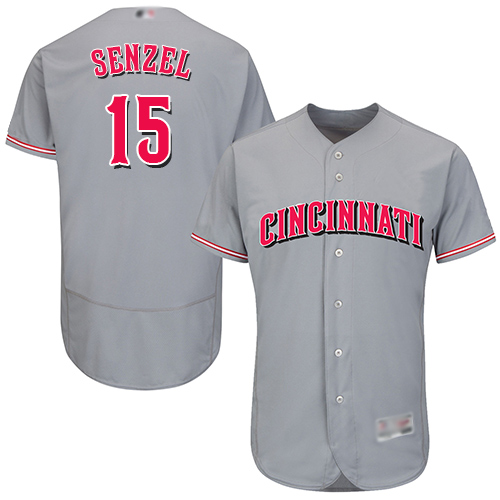 Personalized Reds #15 Nick Senzel Grey Flexbase Authentic Collection Stitched Baseball Jersey