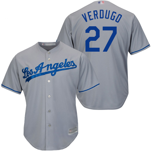 Personalized Dodgers #27 Alex Verdugo Grey New Cool Base Stitched Baseball Jersey