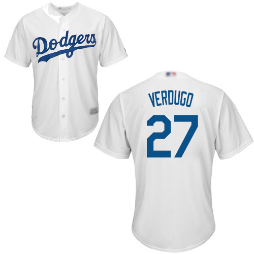 Personalized Dodgers #27 Alex Verdugo White New Cool Base Stitched Baseball Jersey