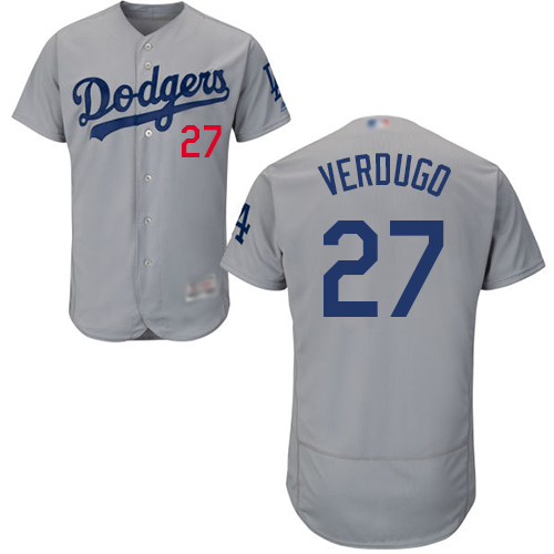 Personalized Dodgers #27 Alex Verdugo Grey Flexbase Authentic Collection Stitched Baseball Jersey