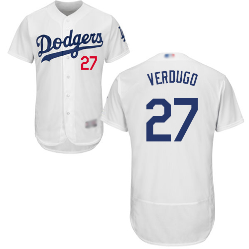 Personalized Dodgers #27 Alex Verdugo White Flexbase Authentic Collection Stitched Baseball Jersey