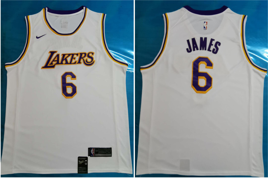Personalized Lakers 6 Lebron James White Swingman Jersey