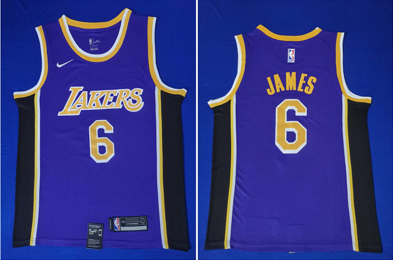 Personalized Lakers 6 Lebron James Purple Swingman Jersey