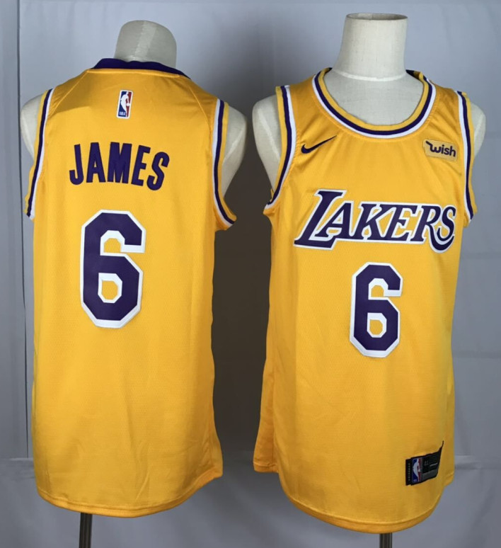 Personalized Lakers 6 Lebron James Yellow Swingman Jersey