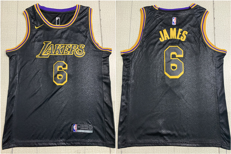 Personalized Lakers 6 Lebron James Black City Edition Swingman Jersey