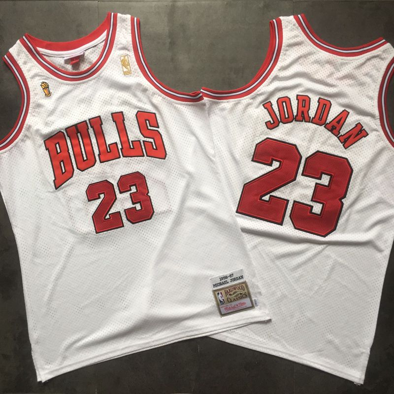 Personalized Bulls 23 Michael Jordan White Champions 1996-97 Hardwood Classics Mesh Jersey