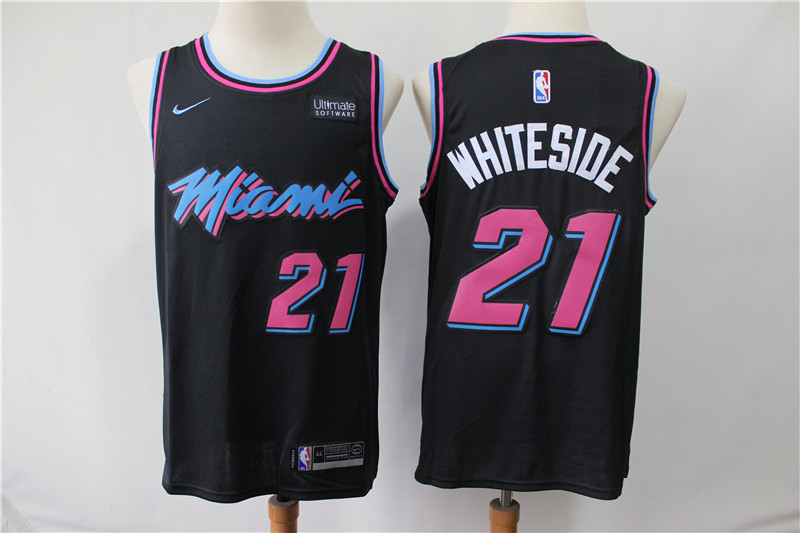 Personalized Heat 21 Hassan Whiteside Black City Edition Swingman Jersey