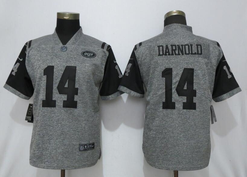 Personalized Women Jets 14 Sam Darnold Gray Gridiron Gray Women Untouchable Limited Jersey