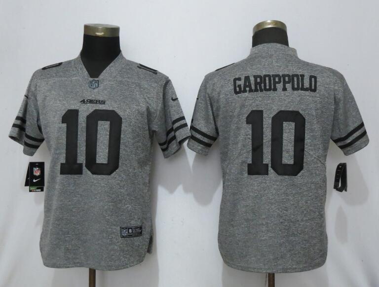 Personalized Women 49ers 10 Jimmy Garoppolo Gray Gridiron Gray Women Untouchable Limited Jersey