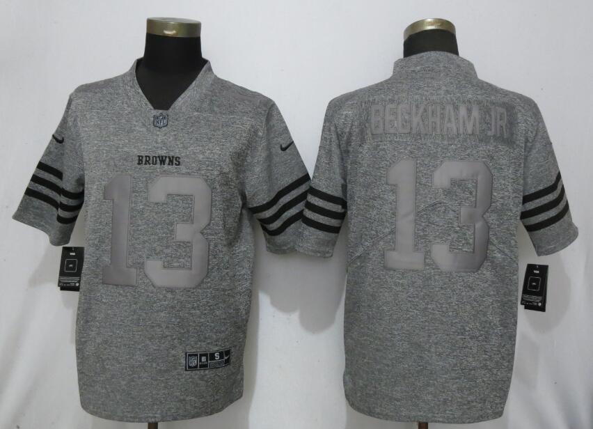 Personalized Browns 13 Beckham Jr Gray Gridiron Gray Untouchable Limited Jersey